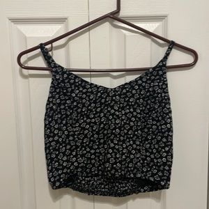 Black Flower Tank Top with Ties in back
